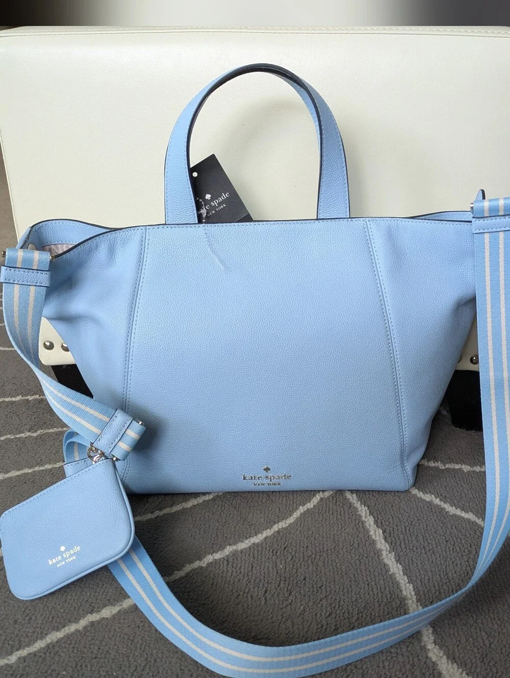NWT Kate Spade Rosie Peppled Leather Satchel Celeste Blue